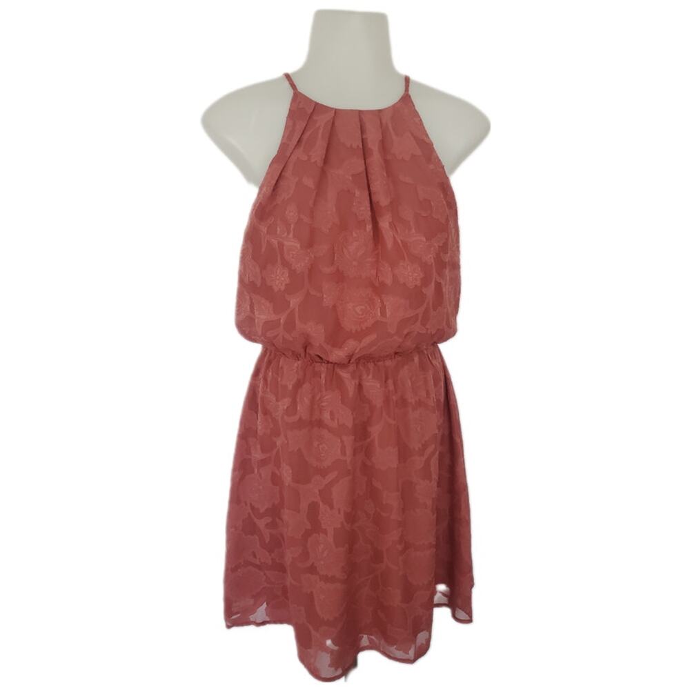 Blue Rain | Francesca's blush Zabrina high neck sleeveless short dress small